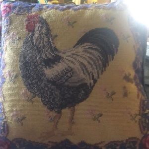 (1) Rooster Pillow Velvet in Blue .. Beautiful condition